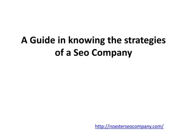 A Guide in knowing the strategies of a Seo Company
