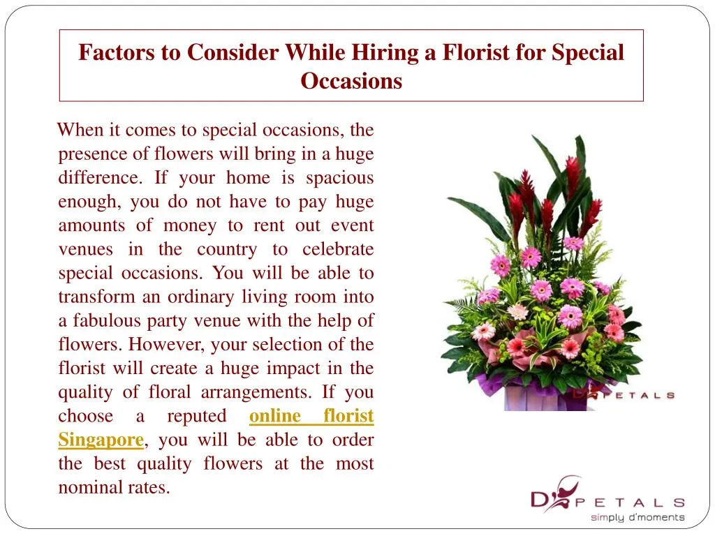 factors to consider while hiring a florist for special occasions