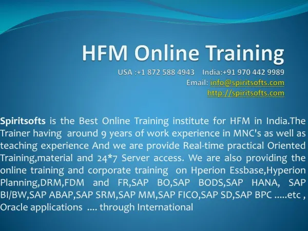 HFM Online Training | HFM Job Support