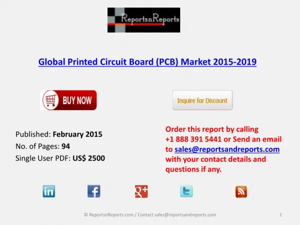 global printed circuit board pcb market 2015 2019