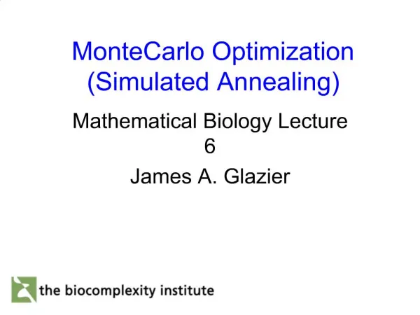 MonteCarlo Optimization Simulated Annealing