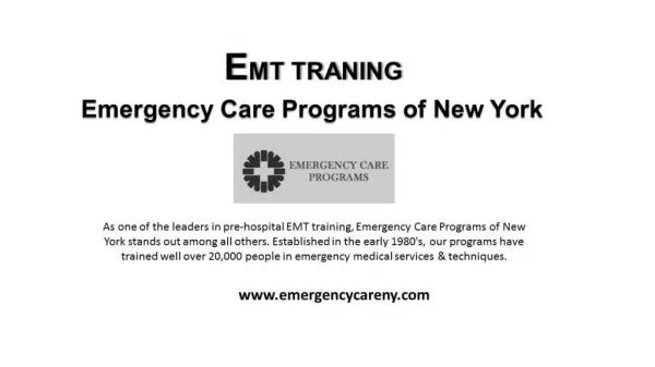 EMT Training By The Best Emergency Care Programs Of New York