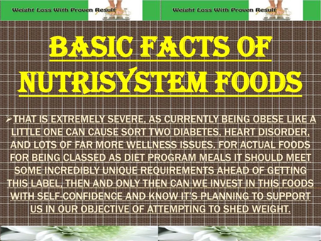 basic facts of nutrisystem foods