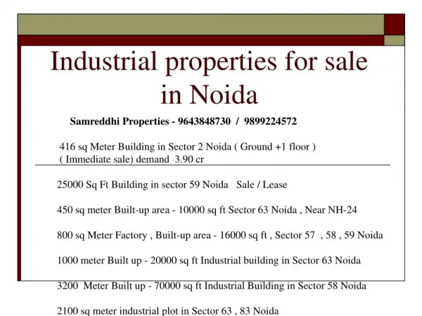 For sale : 250 meter factory in noida 9643848730