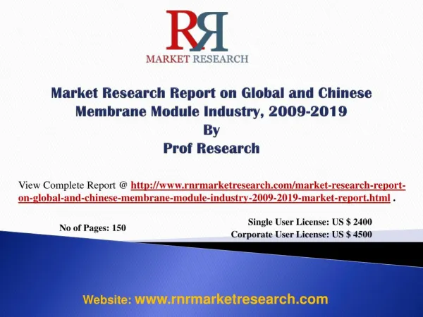 Membrane Module Industry World and China 2019