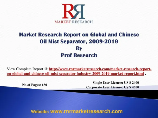 Oil Mist Separator Market Global and China 2019 Forecast