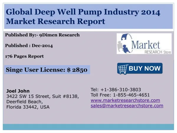 Global Deep Well Pump Industry 2014 Market Research Report