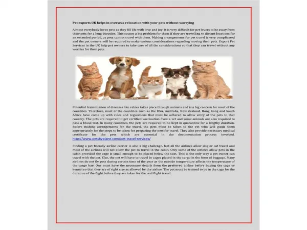 Get Top Pet Travel Scheme-Pet relocation and Export Pets Ser