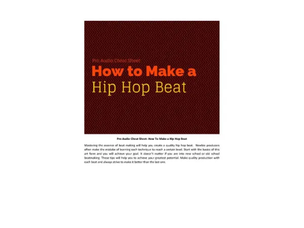 Beat software-Pro Audio Cheat Sheet How To Make Hip-Hop Beat