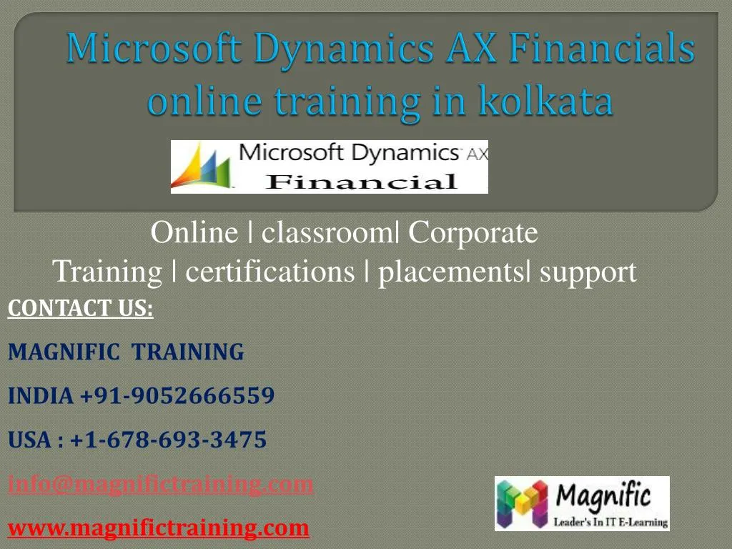 microsoft dynamics ax financials online training in kolkata