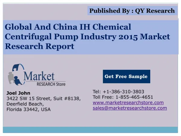 Global And China IH Chemical Centrifugal Pump Industry 2015