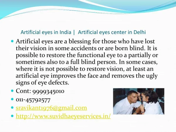 Artificial eyes in Delhi, artificial eyes in India, artifici