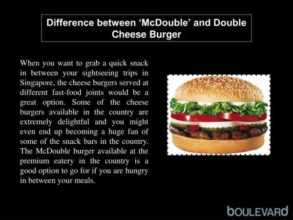 Difference between 'McDouble' and Double Cheese Burger