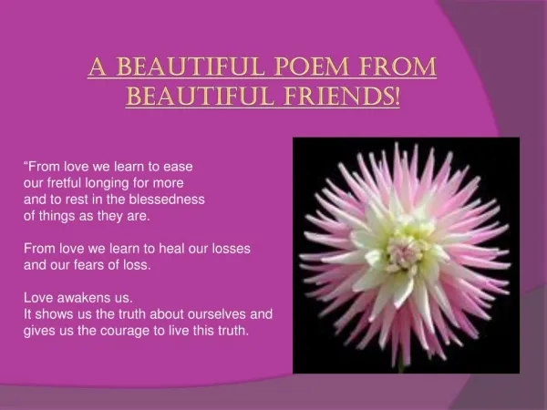 A beautiful poem from beautiful friends!