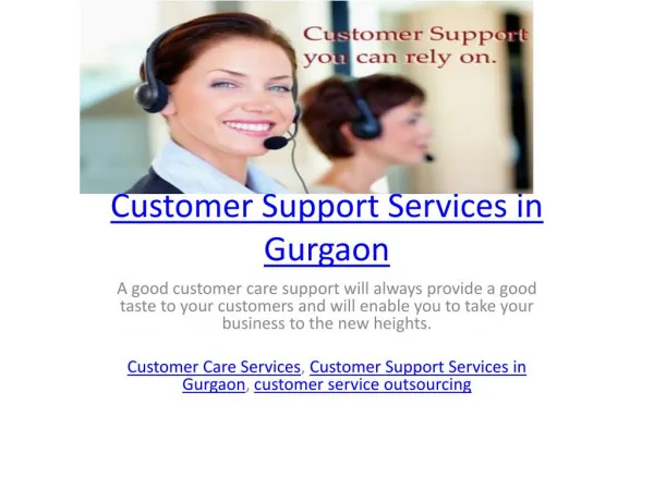 Customer Support Services in Gurgaon