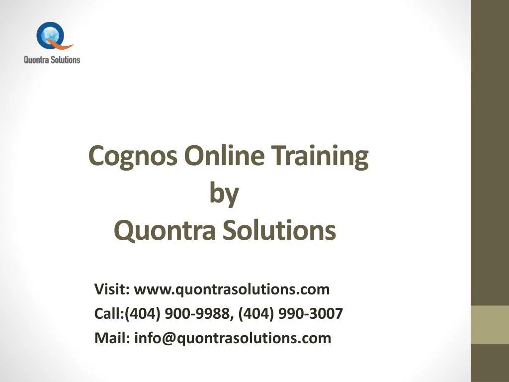 cognos online training by quontra solutions
