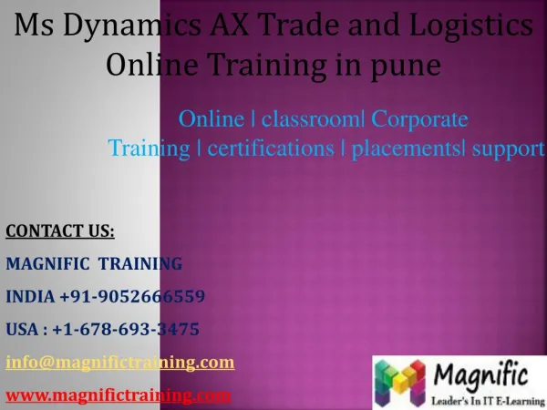msdynamics ax trade and logistics online training in pune
