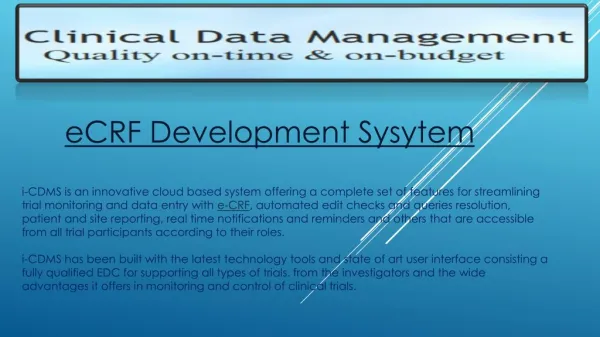 Electronic data capture cloud edc system