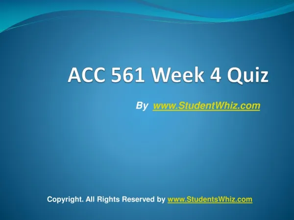 ACC 561 Week 4 Quiz Answers