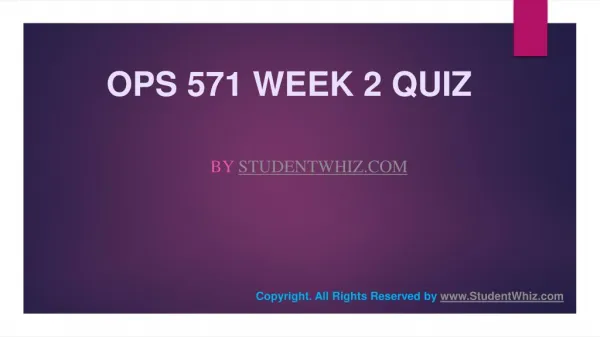 OPS 571 Week 2 Quiz Question Answers