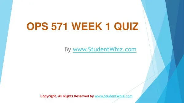 OPS 571 Week 1 Quiz Answers