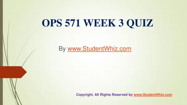 OPS 571 Week 3 Quiz Answers