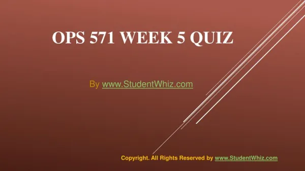 OPS 571 Week 5 Quiz or Knowledge Check