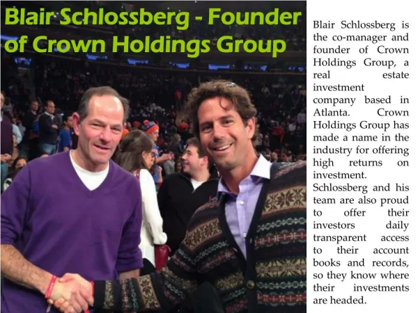 Blair Schlossberg - Founder of Crown Holdings Group