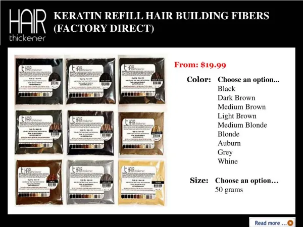 Keratin Refill Hair Building Fibers (Factory Direct) - Hair