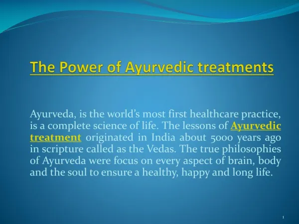 The Power of Ayurvedic treatments