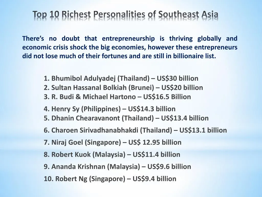 top 10 richest personalities of southeast asia