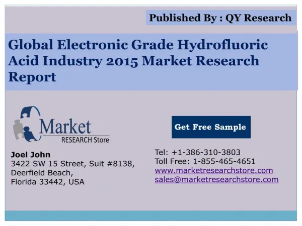 global electronic grade hydrofluoric acid industry 2015 market research report