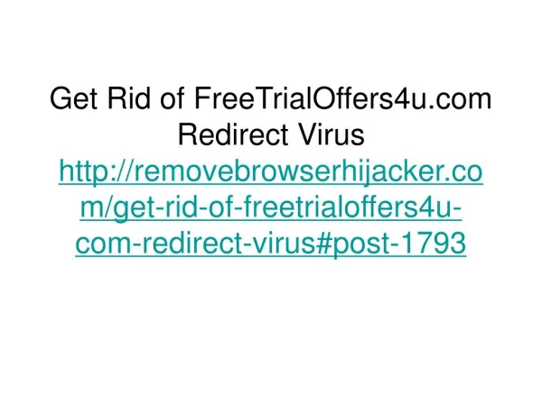 Get Rid of FreeTrialOffers4u.com Redirect Virus
