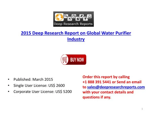 Water Purifier Industry Global Forecasts Report Overview 201