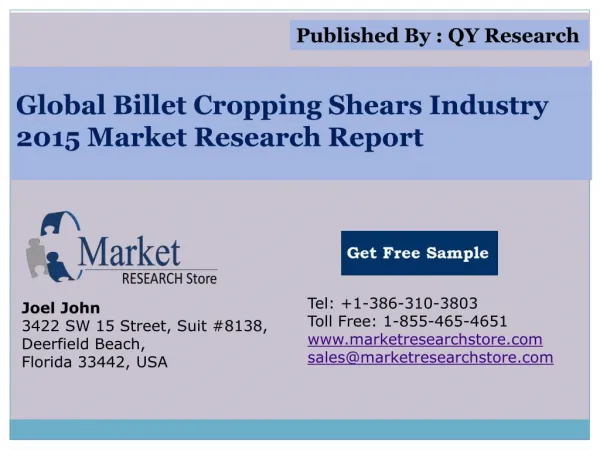 Global Billet Cropping Shears Industry 2015 Market Analysis