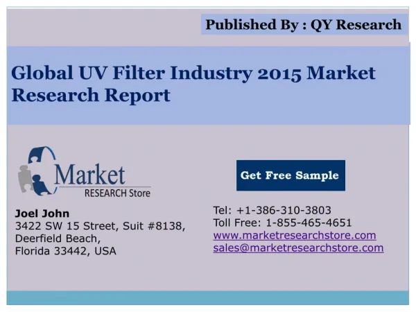 Global UV Filter Industry 2015 Market Analysis Survey Resear