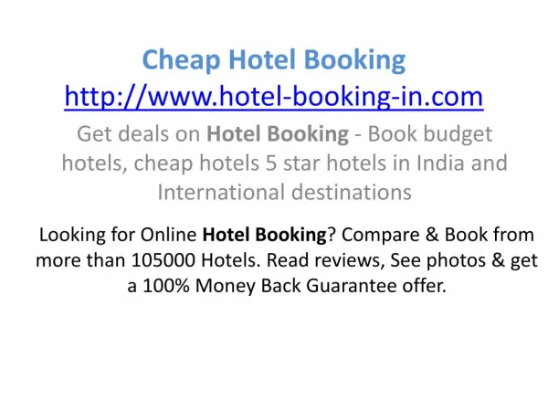 Cheap hotel booking