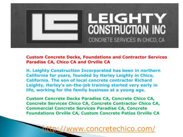 Custom Concrete Decks, Foundations and Contractor Services P