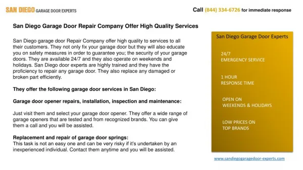 San Diego Garage Door Repair Company Offer High Quality Serv