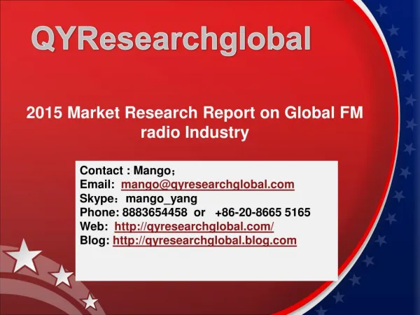 2015 Market Research Report on Global FM radio Industry