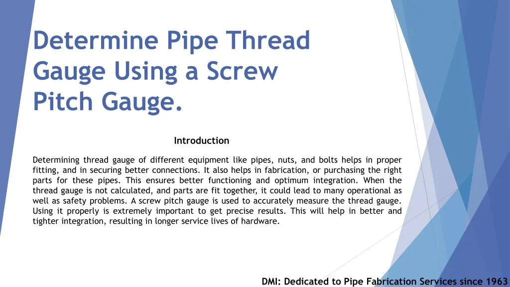 determine pipe thread gauge using a screw pitch gauge