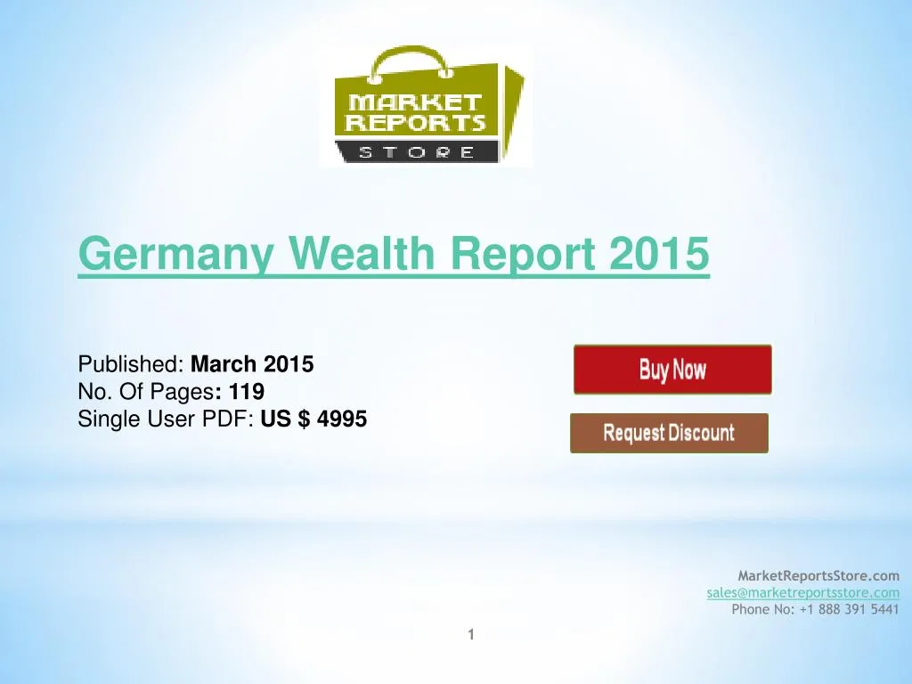 germany wealth report 2015 published march 2015 no of pages 119 single user pdf us 4995