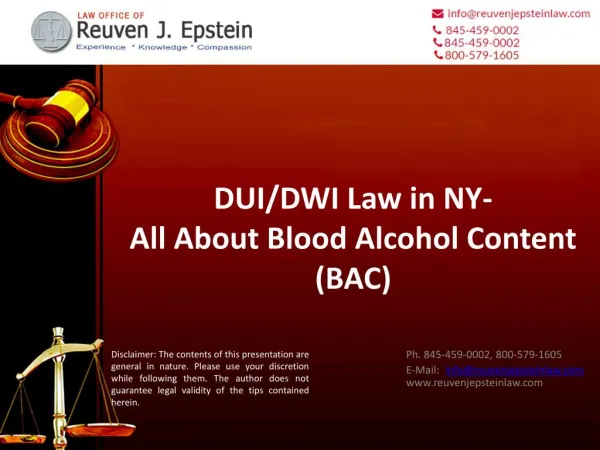 DUI/DWI Law in NY - Blood Alcohol Content (BAC)