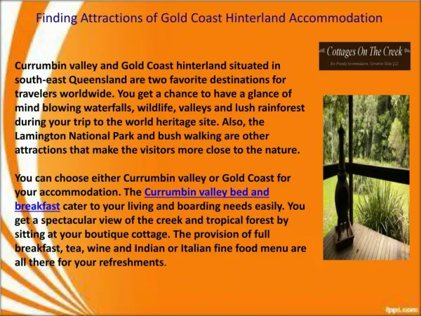 Gold Coast Hinterland Accommodation