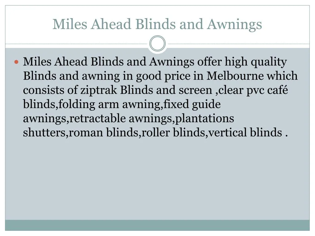 miles ahead blinds and awnings