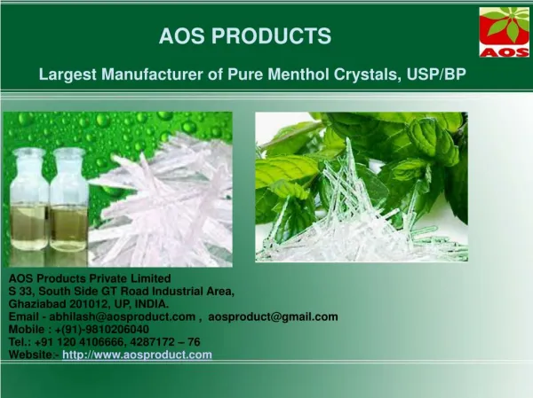 Pure Natural Menthol Crystals, Menthol Crystal USP/BP/IP