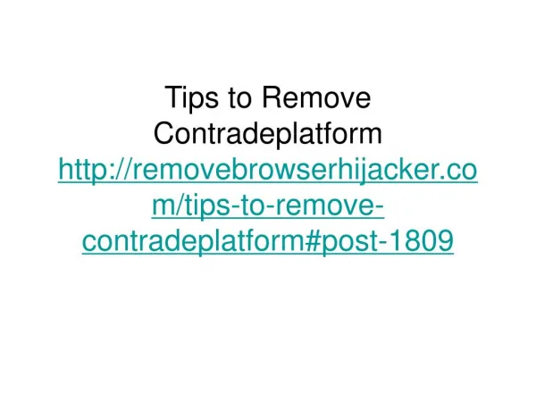 Tips to Remove Contradeplatform