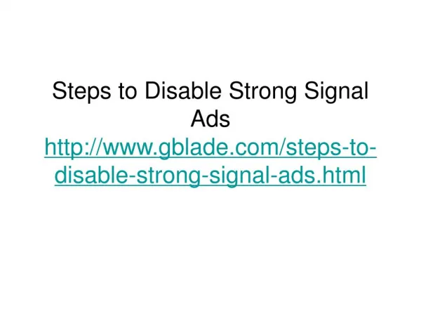 Steps to Disable Strong Signal Ads