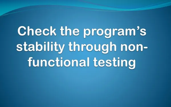 Check the program’s stability through non-functional testin