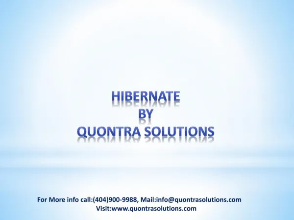Hibernate Overview by Quontra Solutions